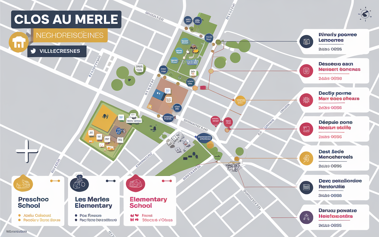 Vue des écoles situées près du quartier Clos au Merle