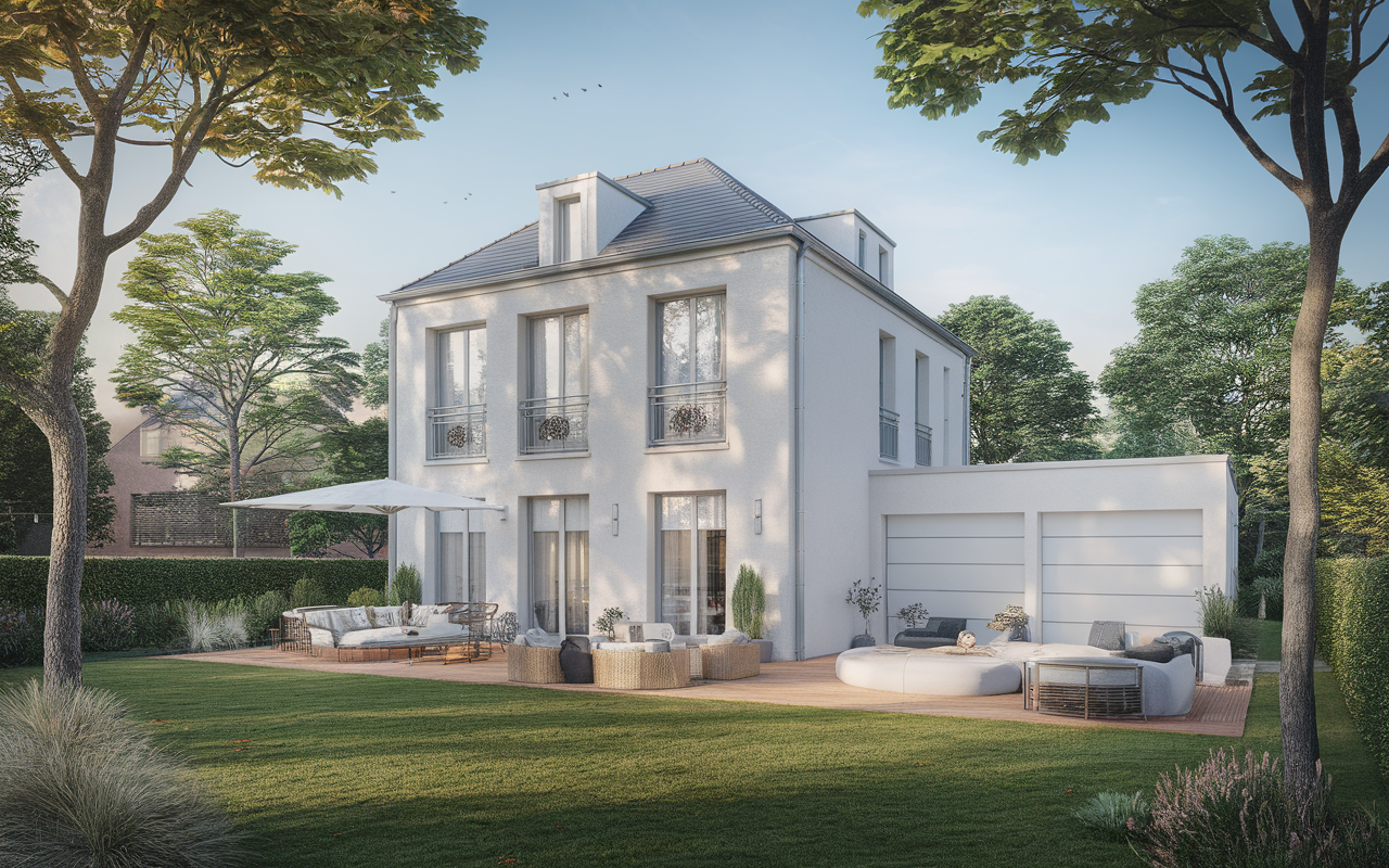 Vue extérieure d'une maison moderne située à Saint-Pierre-du-Perray