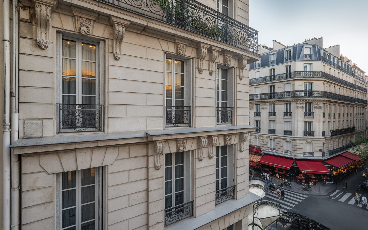 Vue extérieure de la maison Saint-Germain avec jardin