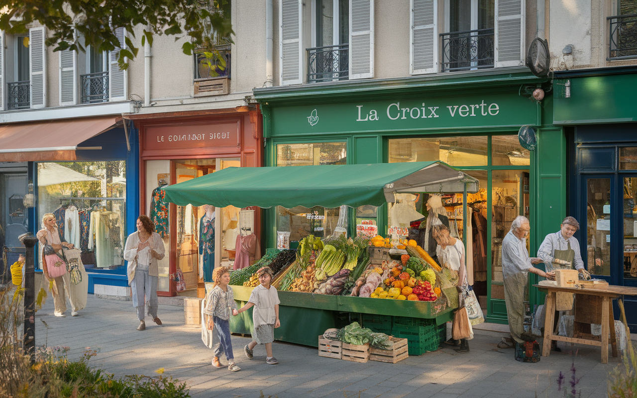 Façades de commerces locaux dans le centre-ville de 91250