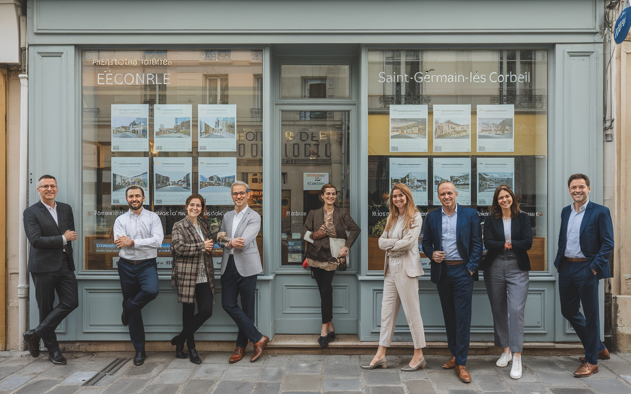 Façade d'une agence immobilière à Saint-Germain-lès-Corbeil