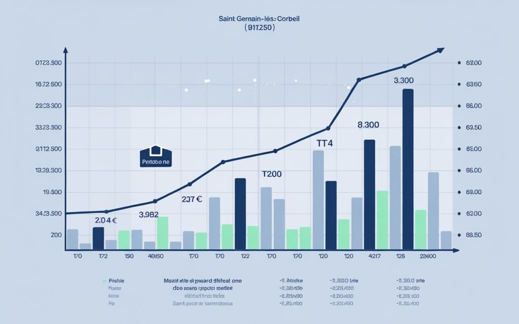 Graphique illustrant l'évolution du prix des maisons dans le secteur 91250
