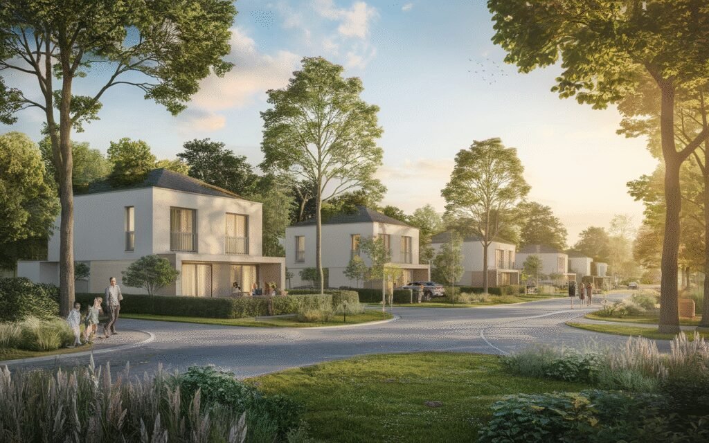 Vue panoramique de Saint-Germain-lès-Corbeil avec des immeubles résidentiels et espaces verts