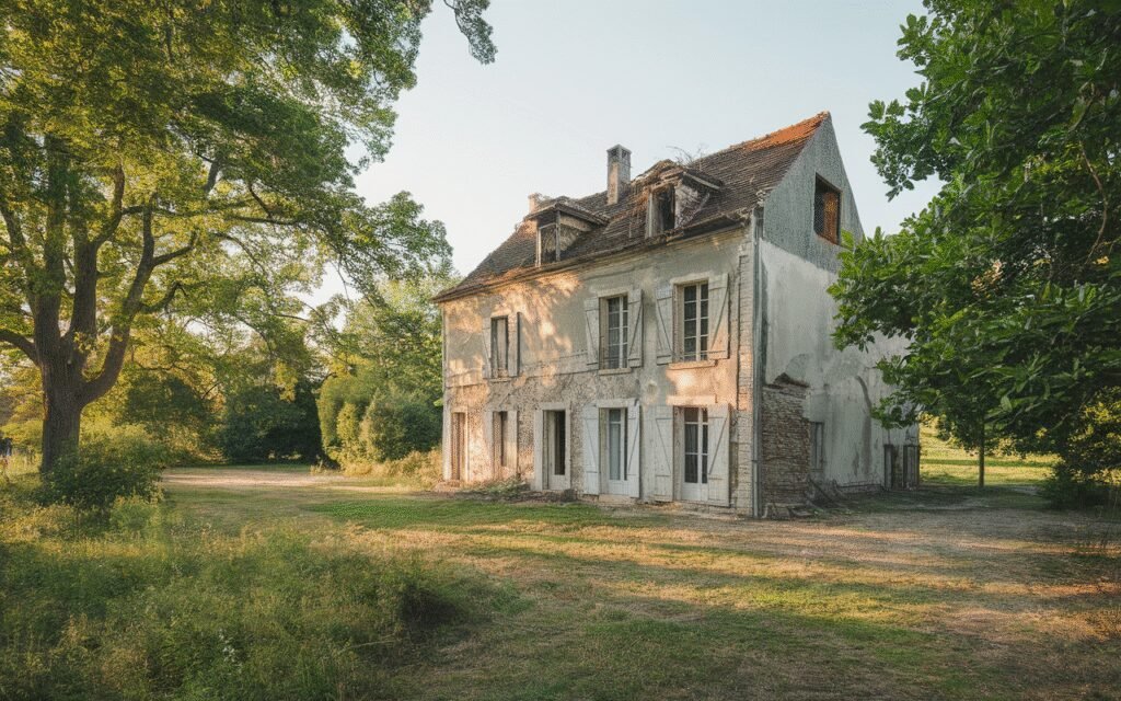 Façade d'une maison ancienne à rénover située en Essonne
