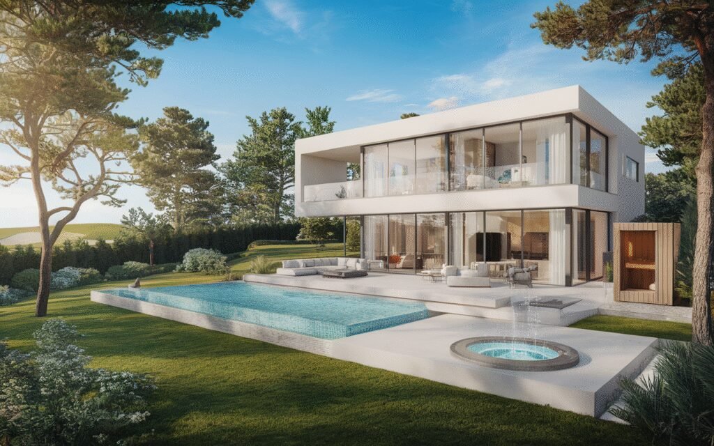 Vue d'une villa de luxe située près du golf de Saint-Germain-lès-Corbeil