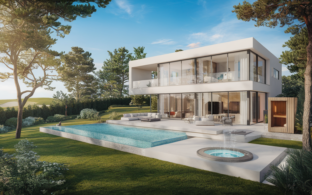 Vue d'une villa de luxe située près du golf de Saint-Germain-lès-Corbeil