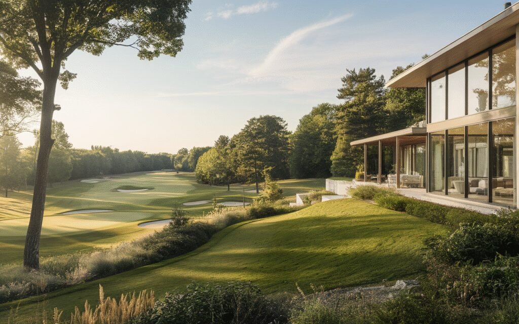 Maison moderne avec vue panoramique sur un terrain de golf en Essonne