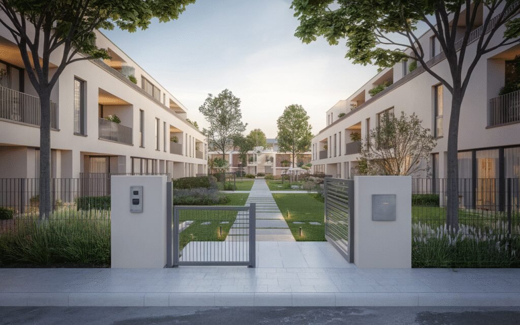 Façade d'une résidence sécurisée à Saint-Germain-lès-Corbeil