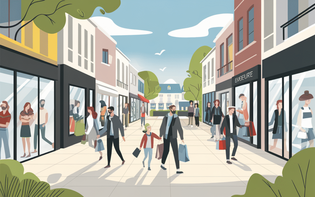 Personnes faisant du shopping à Saint-Germain-lès-Corbeil pendant le week-end