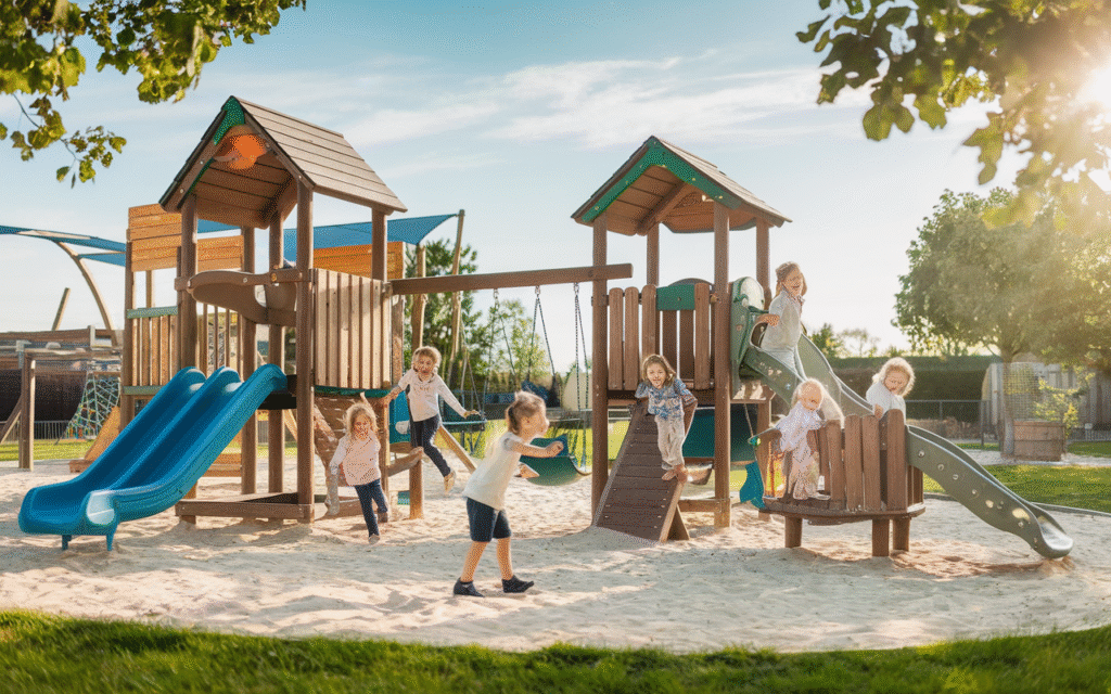 Groupe d'enfants jouant lors d'une sortie à Saint-Germain-lès-Corbeil