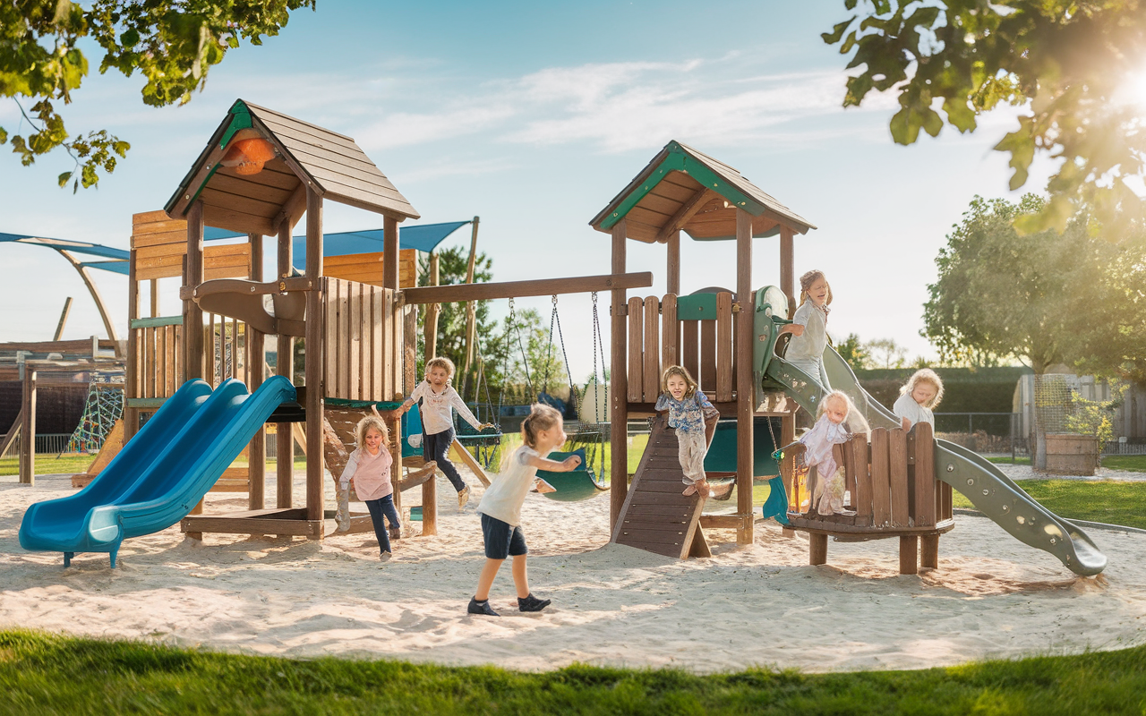 Groupe d'enfants jouant lors d'une sortie à Saint-Germain-lès-Corbeil