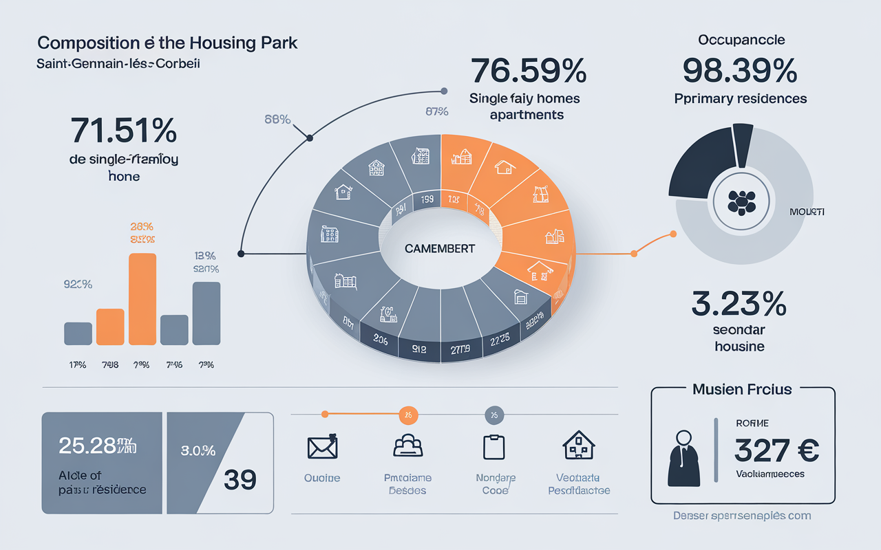 Graphique représentant les statistiques du logement à Saint-Germain-lès-Corbeil