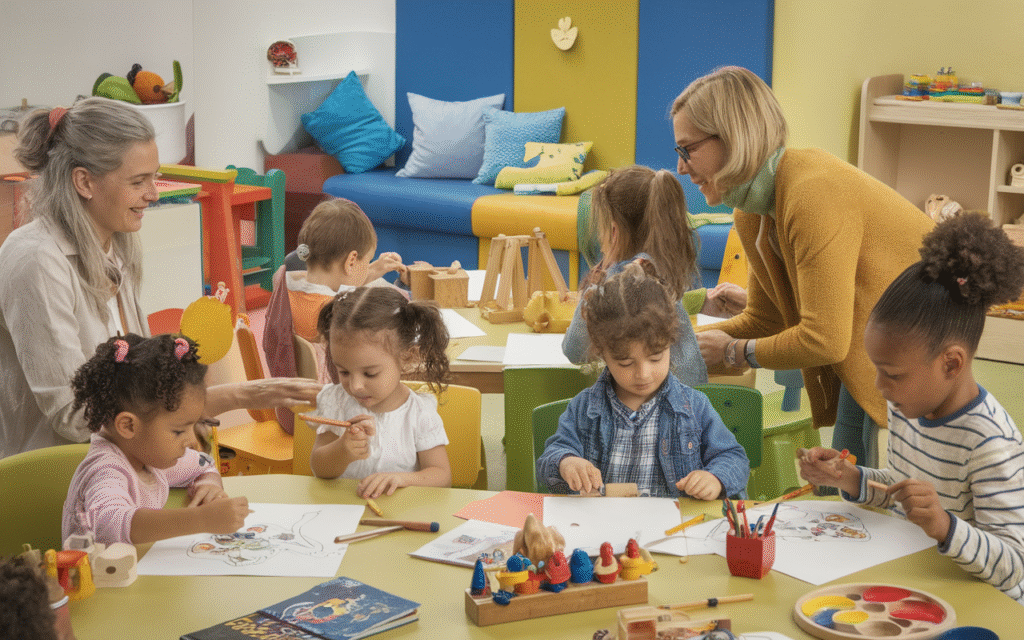 Enfants participant à une activité périscolaire à Saint-Germain-lès-Corbeil