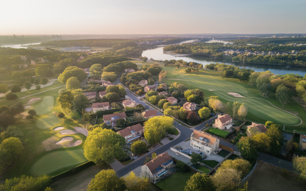 Vue de Saint-Germain-lès-Corbeil avec des habitations et espaces verts