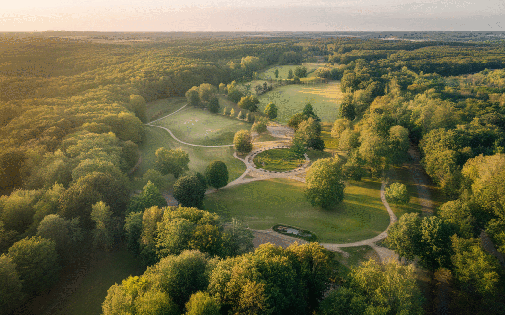 Espace vert naturel à Saint-Germain-lès-Corbeil avec arbres et pelouse
