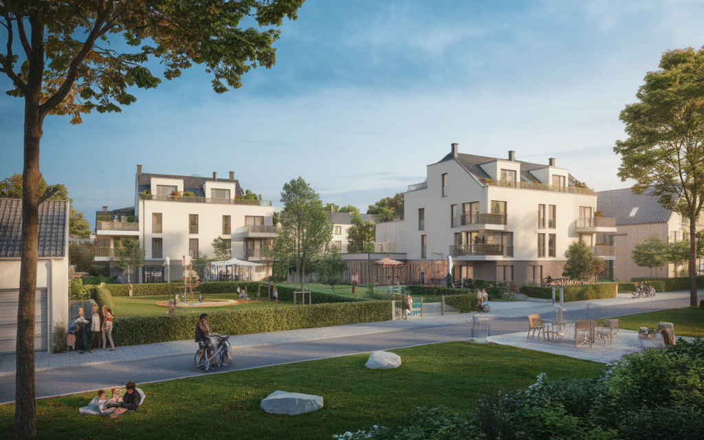 Vue aérienne d’un quartier résidentiel à Saint-Germain-lès-Corbeil