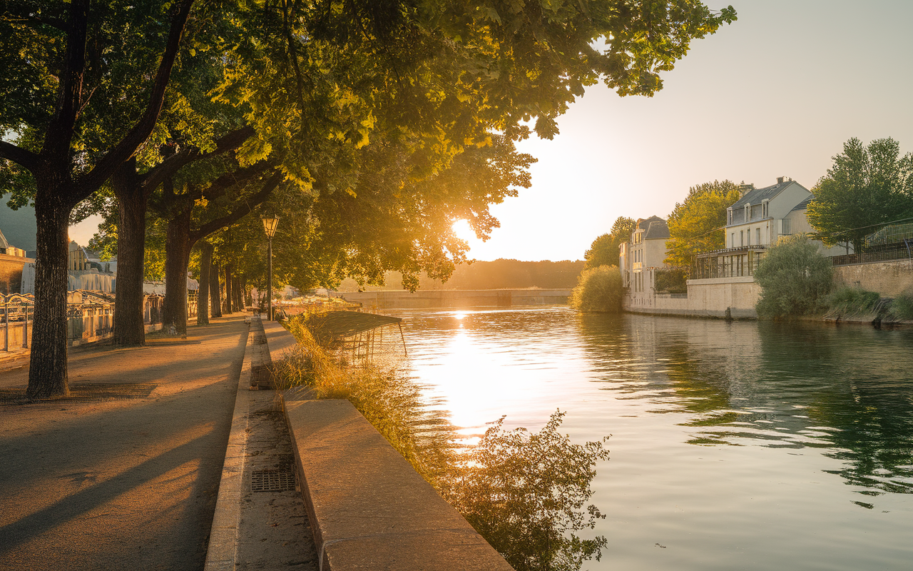 Vue paisible des promenades au bord de la Seine à Saint-Germain-lès-Corbeil