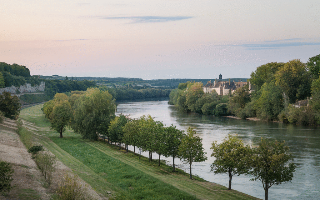 Rivière Seine bordée de verdure près de Saint-Germain-lès-Corbeil
