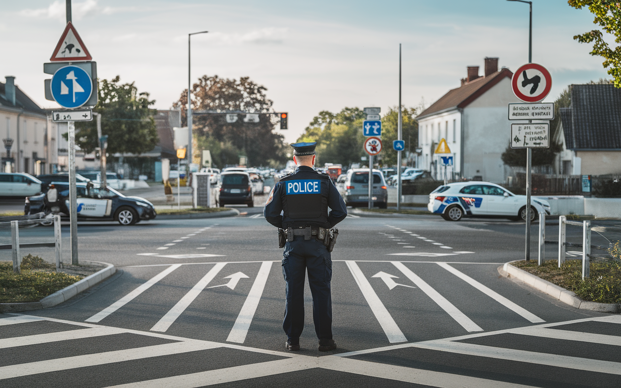 Campagne de sécurité routière à Saint-Germain-lès-Corbeil avec panneaux de signalisation