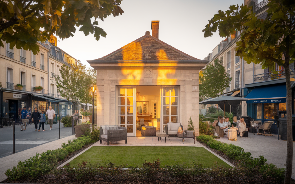 Vue de la Rue du Moulin dans le centre-ville de Saint-Germain-lès-Corbeil avec des immeubles résidentiels