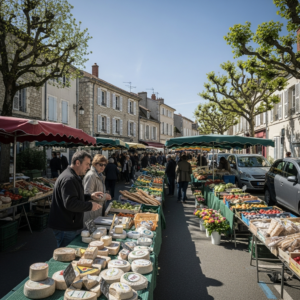 Vue du marché local animé à Saint-Germain-lès-Corbeil