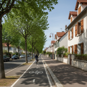 Piste cyclable et piétons à Saint-Germain-lès-Corbeil promouvant la mobilité douce