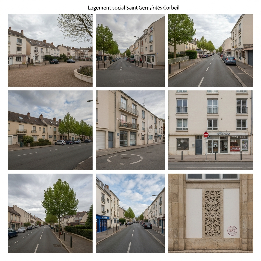 Vue extérieure des logements sociaux à Saint-Germain-lès-Corbeil